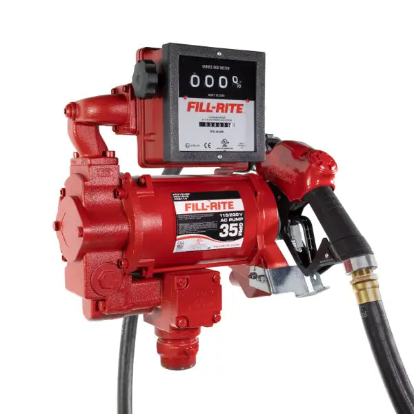 Bomba Fill-rite de transferencia de combustible de 115/230 V CA 35 GPM con medidor y boquilla
