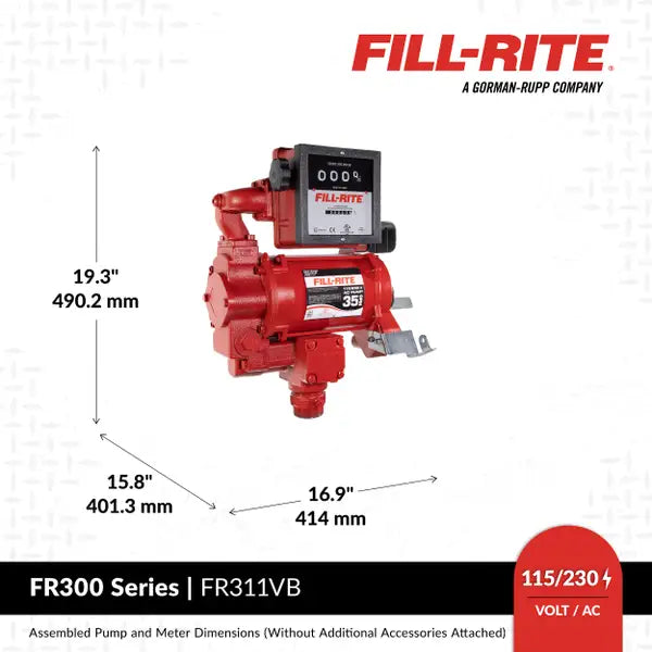 Bomba Fill-rite de transferencia de combustible de 115/230 V CA 35 GPM con medidor y boquilla