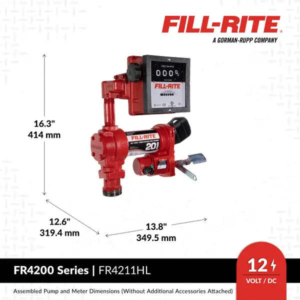 Bomba Fill-rite de transferencia de combustible de 12 V CC 20 GPM con medidor y boquilla