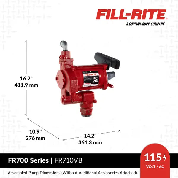 Bomba Fill-rite de transferencia de combustible de 115 V CA 20 GPM con boquilla
