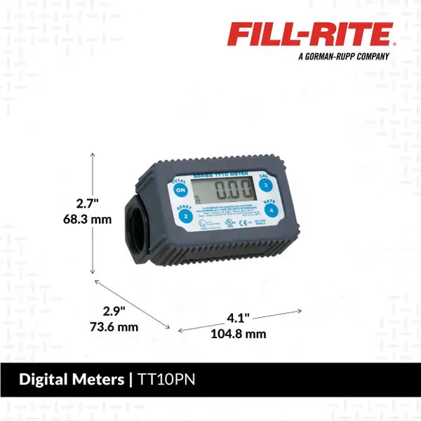 Medidor de transferencia química digital de 4 dígitos de 2 a 35 GPM