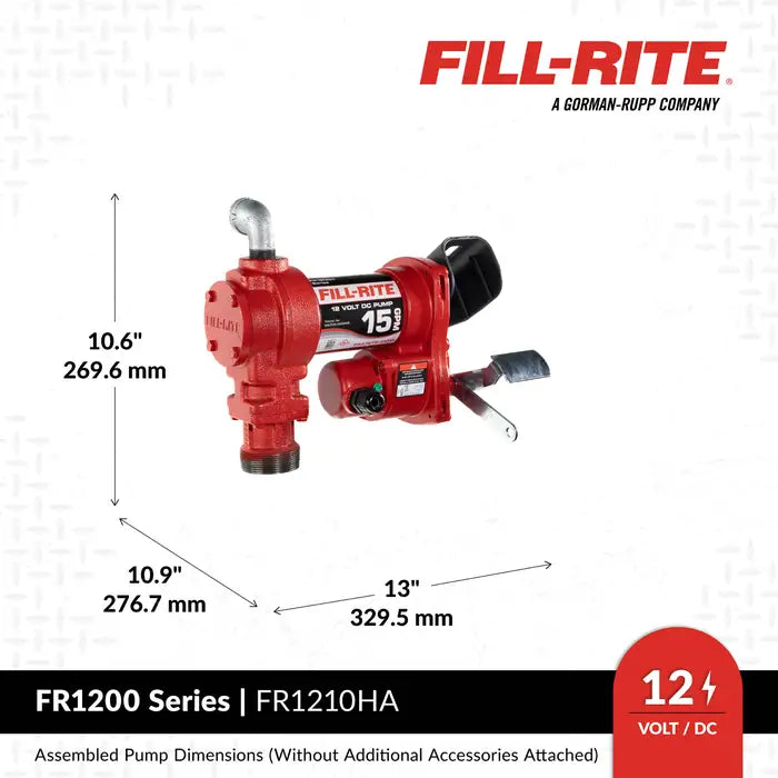 Bomba Fill-rite de transferencia de combustible de 12 V CC 15 GPM con boquilla