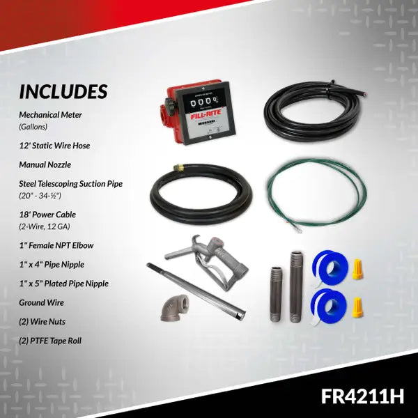 Bomba Fill-rite de transferencia de combustible de 12 V CC 20 GPM con medidor y boquilla