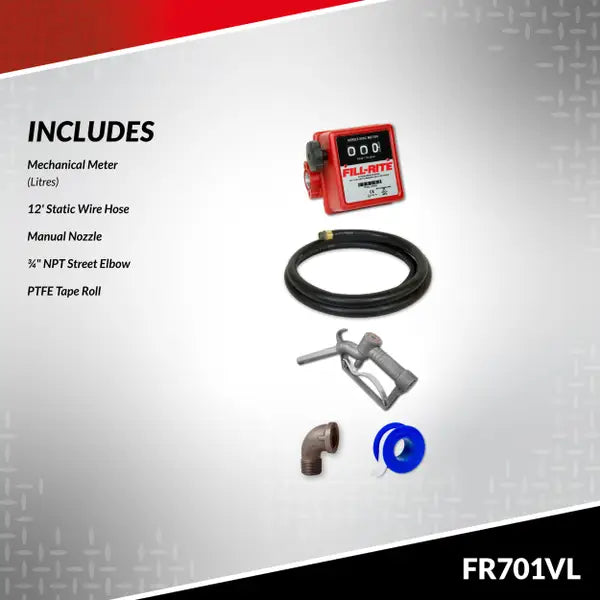 Bomba Fill-rite de transferencia de combustible de 115 V CA 20 GPM con medidor y boquilla