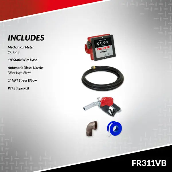 Bomba Fill-rite de transferencia de combustible de 115/230 V CA 35 GPM con medidor y boquilla