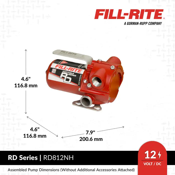 Bomba Fill-rite de transferencia de combustible PORTATIL de 12 V CC 8 GPM con boquilla