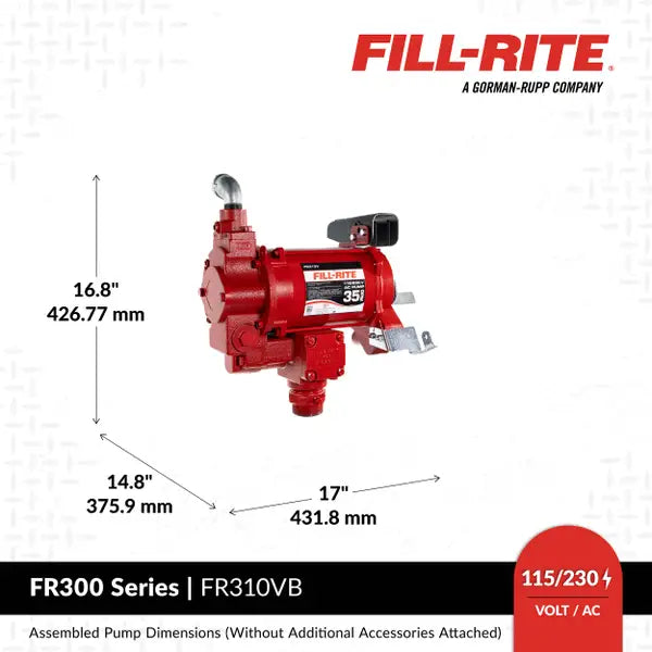 Bomba Fill-rite de transferencia de combustible con boquilla, 115/230 V CA, 35 GPM