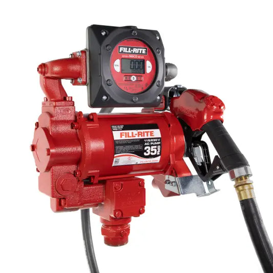 Bomba Fill-rite de transferencia de combustible de 115/230 V CA 35 GPM con medidor digital y boquilla