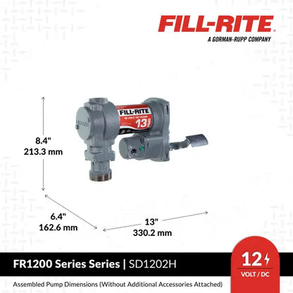 Bomba Fill-rite de transferencia de combustible de 12 V CC 13 GPM con boquilla