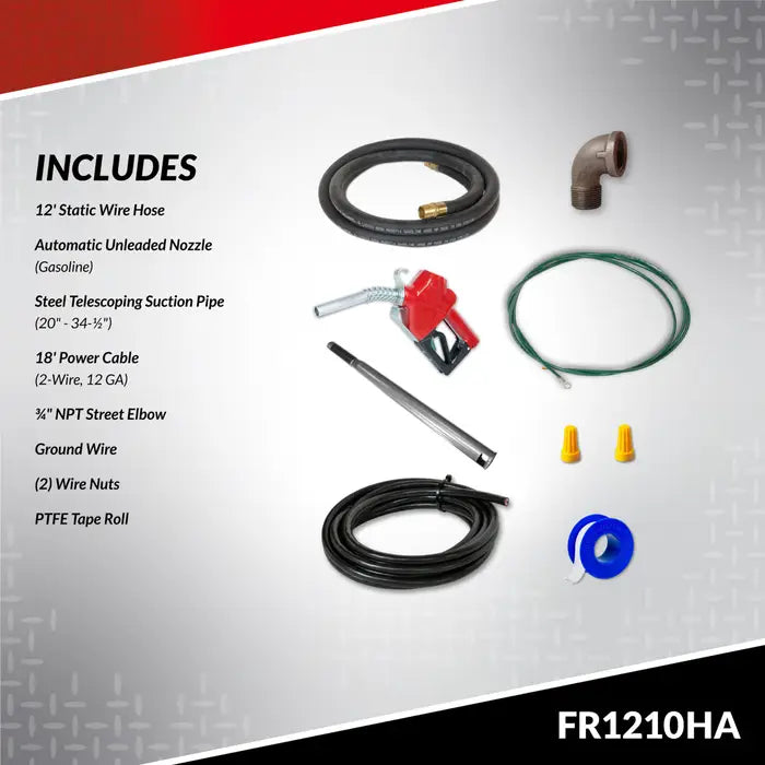 Bomba Fill-rite de transferencia de combustible de 12 V CC 15 GPM con boquilla