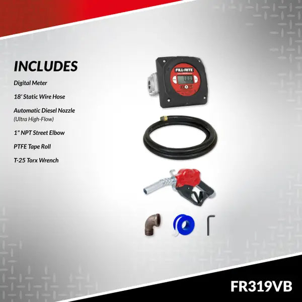 Bomba Fill-rite de transferencia de combustible de 115/230 V CA 35 GPM con medidor digital y boquilla