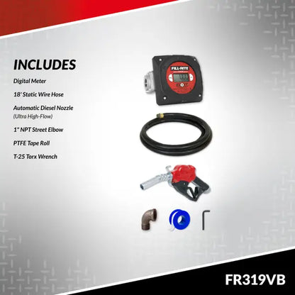 Bomba Fill-rite de transferencia de combustible de 115/230 V CA 35 GPM con medidor digital y boquilla